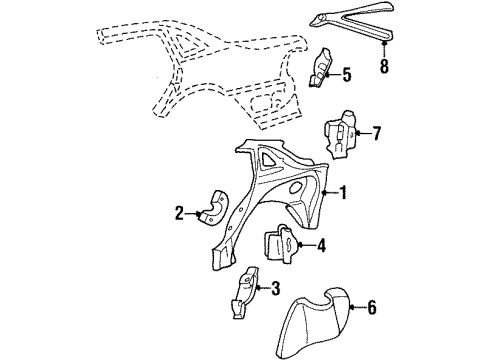 1998 Mercury Sable Reinforcement, Rear Passenger Side Diagram for F6DZ54280B58B