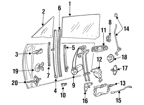 1994 Mercury Capri Lock Switch, Front Diagram for F2DZ-14028-A