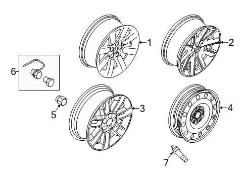 2017 Ford Flex Wheel, Alloy Diagram for DA8Z-1007-A