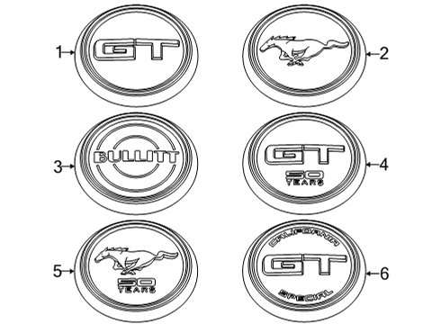 2021 Ford Mustang Emblem, Rear Diagram for JR3Z-6342528-C