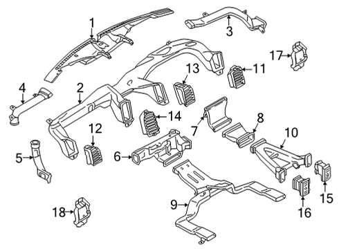 2023 Ford F-150 Defroster Duct Extension, Upper Outer Driver Side Diagram for ML3Z-18490-E