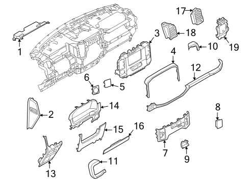 2023 Ford F-150 Lightning Radio Bezel Diagram for ML3Z-18842-AB