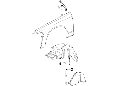 1998 Ford Crown Victoria Fender & Components Diagram