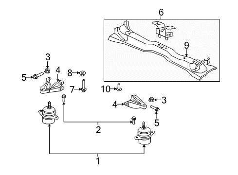 2010 Ford Mustang Engine & Trans Mounting Diagram 1 - Thumbnail
