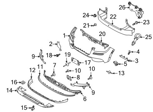 2022 Lincoln Corsair License Bracket, Front Diagram for LJ7Z-17A385-AA