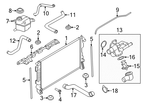 2014 Lincoln MKS Radiator & Components Diagram 2 - Thumbnail
