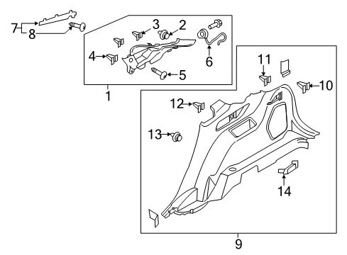 2022 Ford Edge Interior Trim - Quarter Panels Diagram
