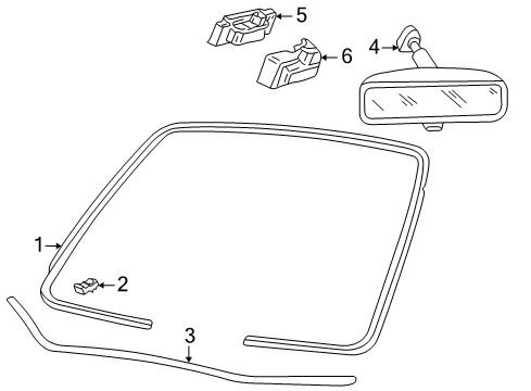 2002 Lincoln LS Windshield Glass Diagram