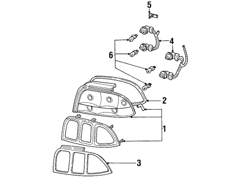 1997 Ford Mustang Socket & Wire, Passenger Side Diagram for F7ZZ13410BA
