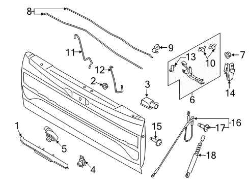 2018 Ford F-350 Super Duty Tail Gate - Lock & Hardware Diagram