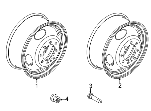 2021 Ford E-350 Super Duty Wheels, Covers & Trim Diagram