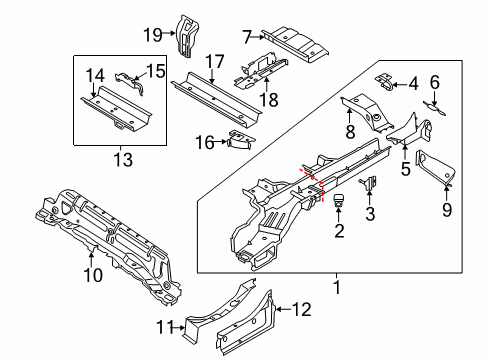 2021 Ford Transit Connect Rails & Components Diagram