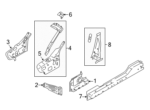 2020 Ford Mustang Hinge Pillar, Lock Pillar Diagram 1 - Thumbnail