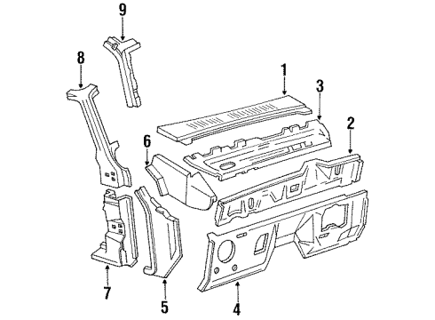 1989 Ford Ranger Reinforcement, Passenger Side Diagram for E9TZ10020A16A