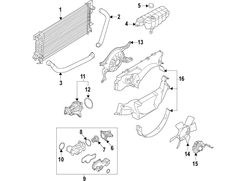 2018 Ford F-150 Fan Assembly Diagram for JL3Z-8C607-C