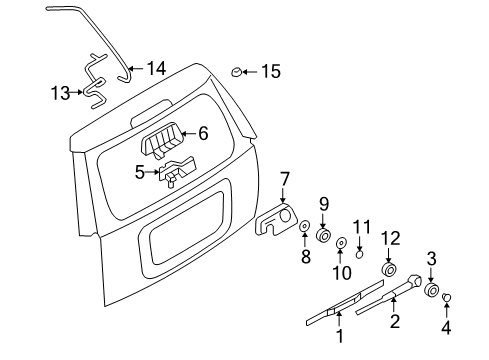 2010 Ford Explorer Lift Gate - Wiper & Washer Components Diagram