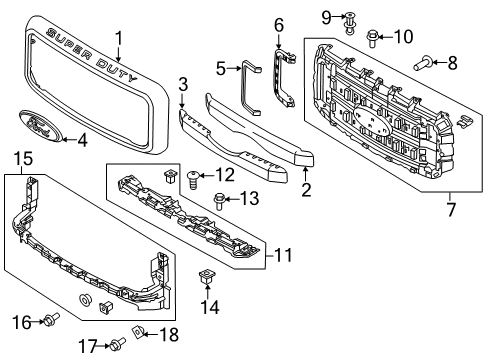 2014 Ford F-250 Super Duty Grille & Components Diagram