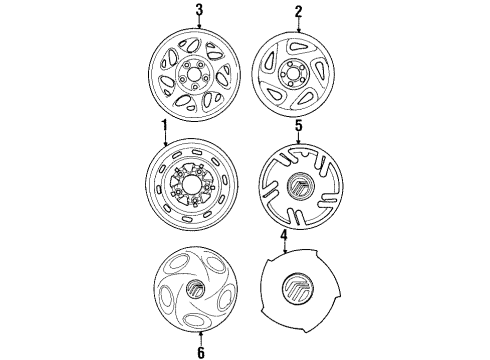 1996 Mercury Villager Wheel, Steel Diagram for F3XY-1015-A