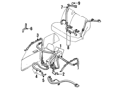 1995 Mercury Tracer Outer Belt, Driver Side Diagram for F5CZ-74613B85-C