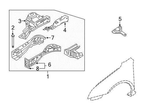 2007 Ford Fusion Structural Components & Rails Diagram