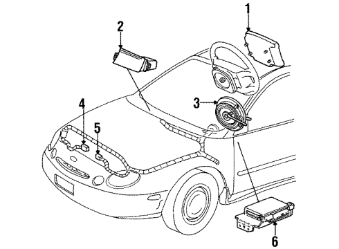 1999 Ford Taurus Passenger Air Bag Diagram for F8DZ-54044A74-AAD