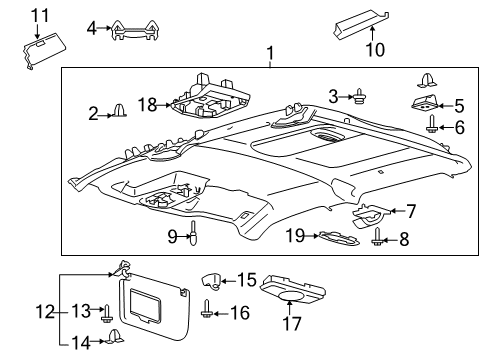 2020 Ford F-350 Super Duty Sunvisor, Passenger Side Diagram for LC3Z-2504104-FB