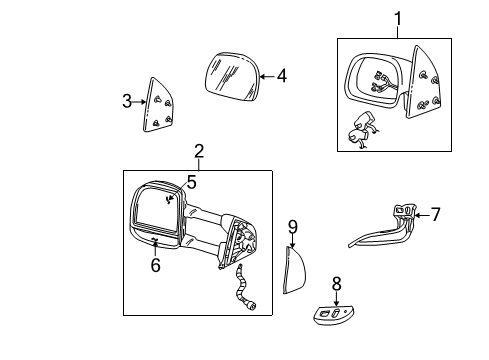 2006 Ford F-250 Super Duty Outside Mirrors Diagram