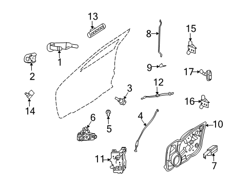 2008 Mercury Milan Front Door - Lock & Hardware Diagram