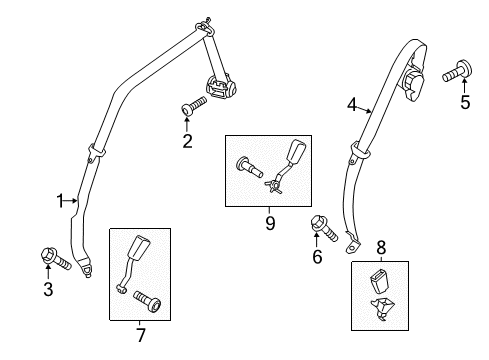 2017 Ford C-Max Rear Seat Belts Diagram
