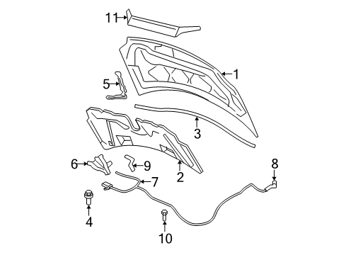 2007 Ford Freestar Hood, Front Diagram for 3F2Z-16612-AA