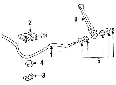 1995 Ford Aspire Stabilizer Bar Lower Bracket, Driver Side Diagram for F4BZ5486C