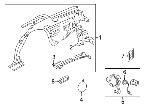 2011 Lincoln Town Car Fuel Door Diagram for 8W1Z-54405A26-A