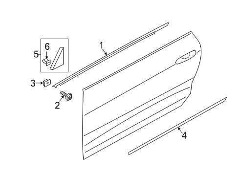 2020 Ford Mustang Belt Weatherstrip, Black, Passenger Side Diagram for FR3Z-6321452-E