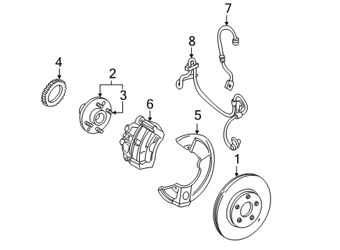 2005 Ford Freestar Splash Shield, Front Driver Side Diagram for 3F2Z-2K005-AA