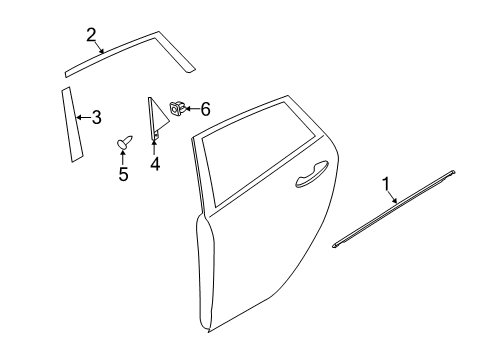 2014 Ford Fiesta Upper Molding, Rear Driver Side Diagram for BE8Z-58255A61-A