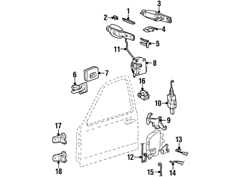1997 Lincoln Town Car Front Door - Lock & Hardware Diagram