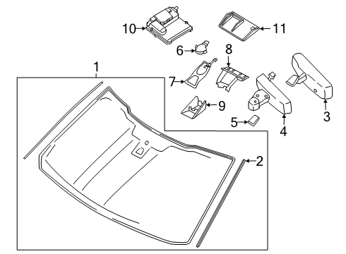 2015 Ford F-150 Windshield Glass Diagram