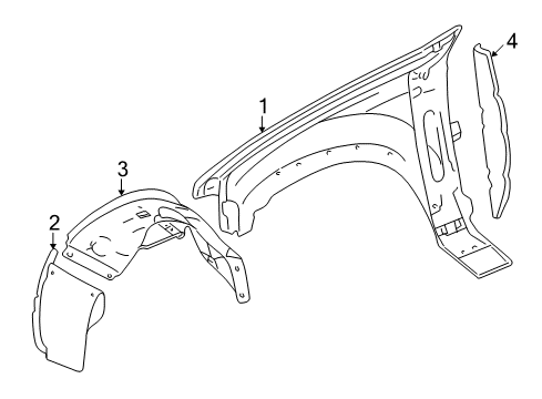 2003 Lincoln Aviator Mud Guard, Front Diagram for 3C5Z-16A550-AAA