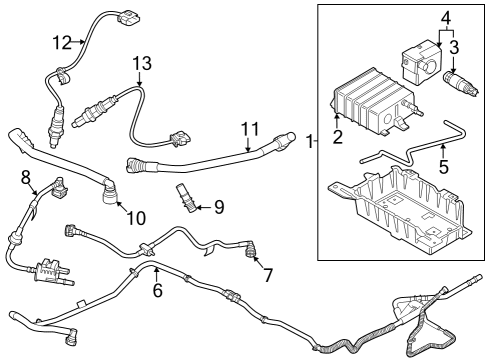 2024 Ford Mustang Front Oxygen Sensor, Driver Side Diagram for PR3Z-9F472-F