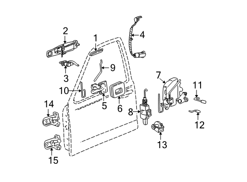 2010 Lincoln Town Car Lock Cylinder, Driver Side Diagram for 6W1Z-5421991-A