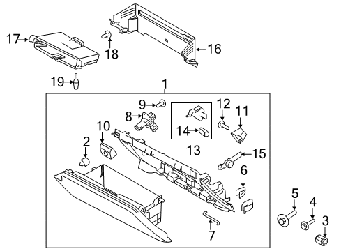 2017 Ford Mustang Glove Box Lamp, Front Diagram for 1S4Z-14413-A