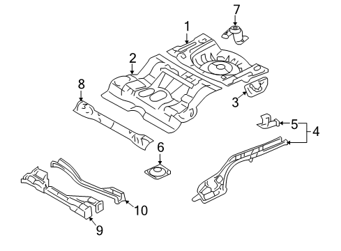 2007 Ford Fusion Rear Floor & Rails Diagram