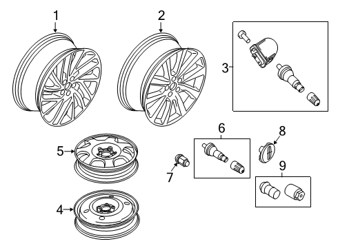2019 Lincoln Nautilus Wheel, Alloy Diagram for KA1Z-1007-C