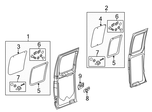 2013 Ford E-150 Side Loading Door - Glass & Hardware Diagram 2 - Thumbnail