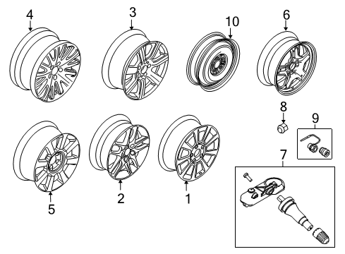 2010 Mercury Milan Wheel, Alloy Diagram for AN7Z-1007-A