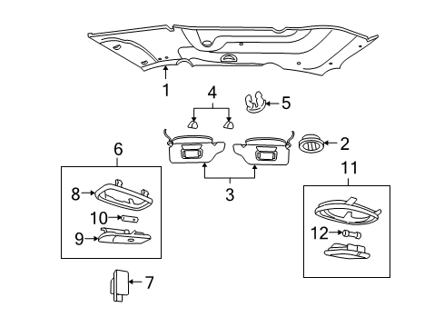 2005 Mercury Monterey Interior Trim - Roof Diagram