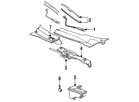 1990 Ford Thunderbird Wiper & Washer Components Diagram