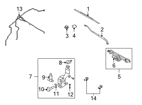 2009 Lincoln MKX Windshield - Wiper & Washer Components Diagram