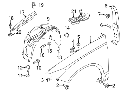 2014 Ford Fusion Fender & Components Diagram
