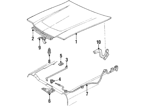 1986 Ford EXP Support Rod Retainer Diagram for F2UZ-16828-B